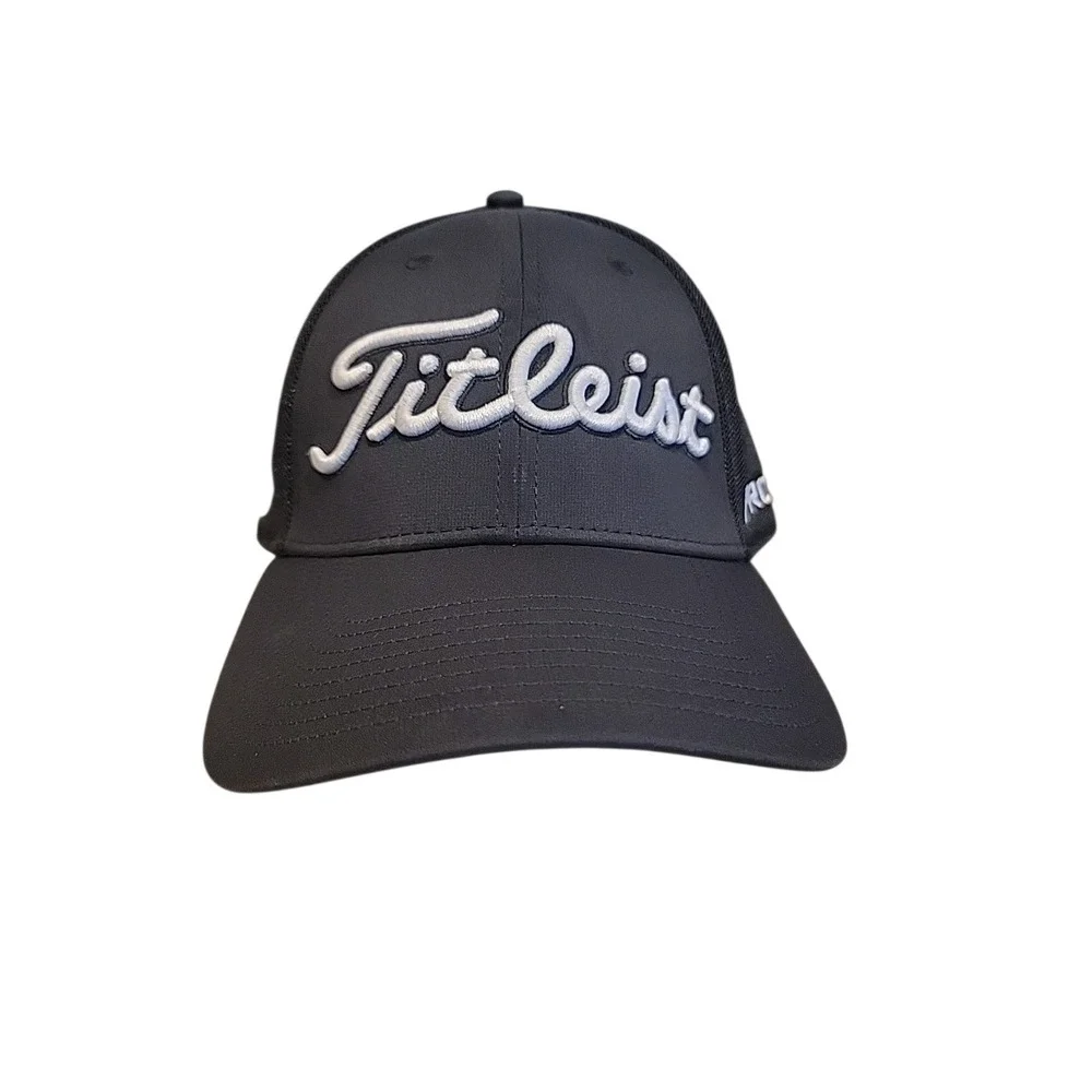 Titleist FootJoy Pro V1 Fitted Golf Hat Black Cap FJ Logo Size Medium/Large